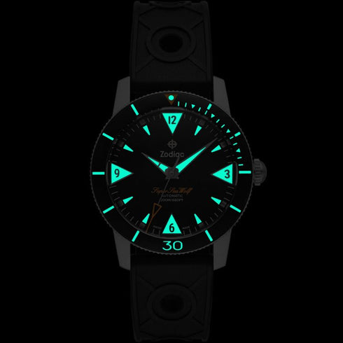 ZODIACZodiac Super Sea Wolf Skin Diver ZO9214 Men's Automatic Watch - Black Textured Dial, Black Rubber StrapWATCHESEcecile