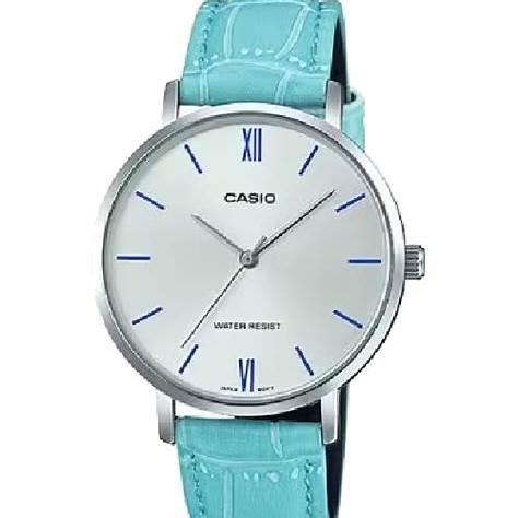 CASIO & VINTAGECasio LTP - VT01L - 7B3UDF Women's Analog Watch – Silver Dial, Blue Leather StrapWATCHESEcecile