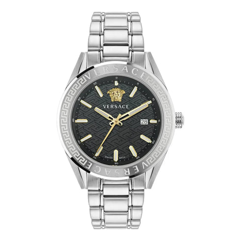 Versace V-Code VE6A00323 Herrenuhr - Edelstahl, schwarzes Zifferblatt, 42 mm