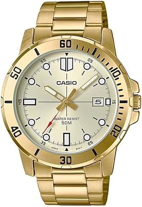 CASIO & VINTAGECasio MTP - VD01G - 9E Men's Gold Analog Watch - 45mm Stainless Steel, Date Indicator, 50m Water ResistantWATCHESEcecile