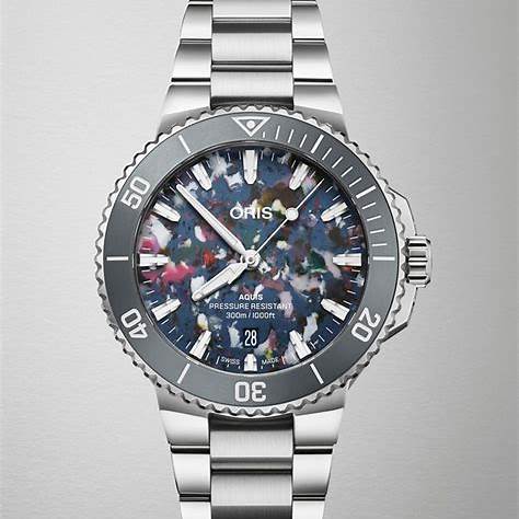 Oris Aquis Date Upcycle 73377664150SET - 41,5 mm, quadrante in PET riciclato, 300 m Diver