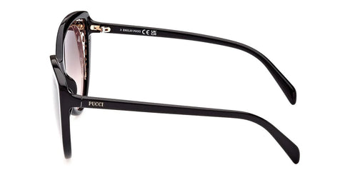 Emilio Pucci EP0182 5801F Gafas de Sol Mujer - Montura Negra, Lentes Marrón Degradado