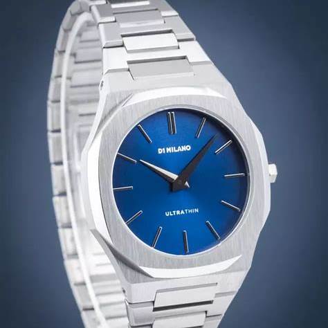 D1 MILANOD1 Milano Ultra Thin Mini Geo D1 - UTBL21 Women's Watch - Silver Stainless Steel, Blue Sunray Dial, 34mmWATCHESEcecile