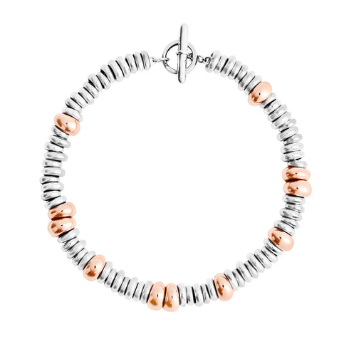 DODODoDo DBC4001RONDE00RAGS Rondelle Bracelet – Sterling Silver & 18K Rose Gold, T - Bar ClaspJEWELRYEcecile