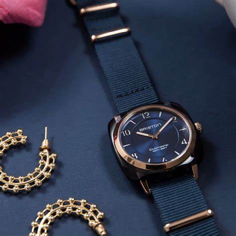 BRISTON: Briston Clubmaster Chic 36mm Midnight Blue Dial Interchangeable NATO Strap 21536.SA.UB.33.NMBWATCHESEcecile