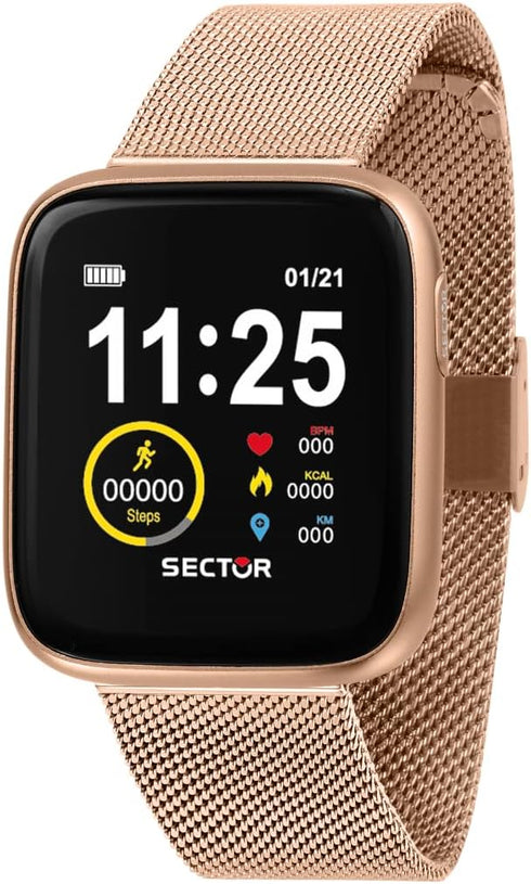 Sector S-04 R3253158002 Smartwatch – Rose Gold Mesh Strap, 40mm Rectangular Case