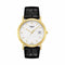 Tissot T-Gold Carmel T71.3.434.11 - Caja de oro amarillo de 18 quilates, esfera blanca, correa de piel negra