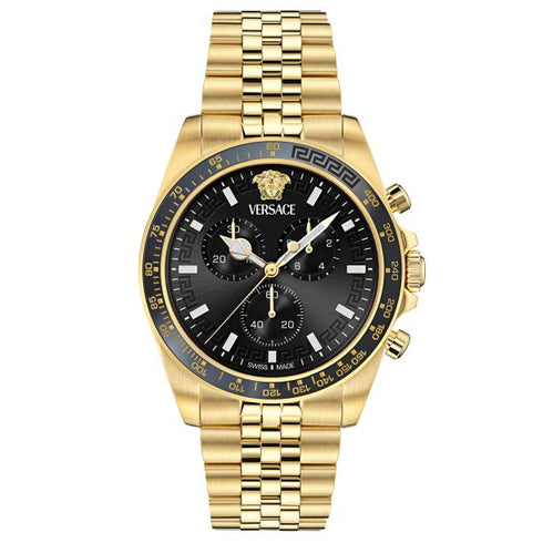Versace VE0H00525 Greca Chrono Wave Men’s Chronograph – Gold & Black, 43 mm