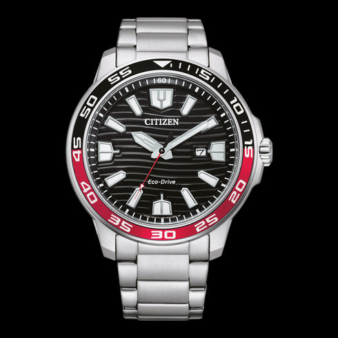 Citizen AW1527-86E Eco-Drive Men’s Watch – Black Dial, Red-Black Bezel