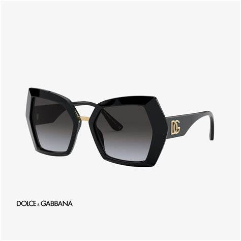 Dolce & Gabbana DG4377 501/8G 54 Gafas de sol geométricas para mujer - montura negra, cristales degradados grises