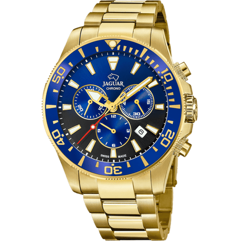 JAGUARJaguar Men's Swiss Quartz Chronograph Watch - Model J864/5, Gold - Tone Stainless Steel, Blue DialWATCHESEcecile
