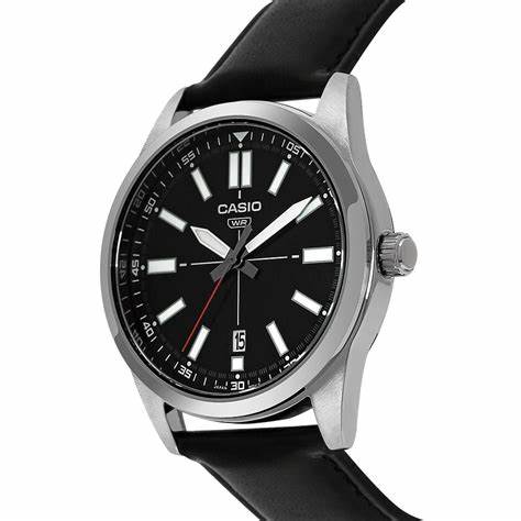 CASIO & VINTAGECasio MTP - VD02L - 1EUDF Men's Black Leather Watch – Black DialWATCHESEcecile
