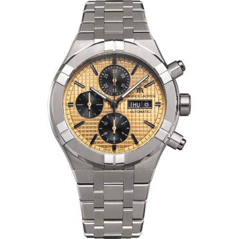 MAURICE LACROIXMaurice Lacroix AIKON Automatic Chronograph Titanium Men's Watch AI6038 - TT032 - 530 - 1 - Gold Dial, Black Subdials, Titanium Case & BraceletWATCHESEcecile