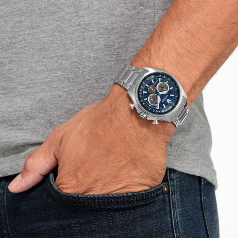 Citizen CA4560-81L Reloj cronógrafo Eco-Drive para hombre - Acero inoxidable, esfera azul