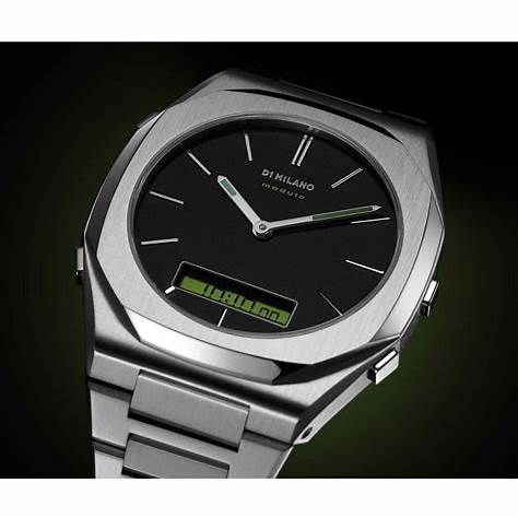 D1 MILANOD1 Milano Module 366 D1 - DGBJ01 Men's Watch - Silver Stainless Steel, Black Analog - Digital DialWATCHESEcecile