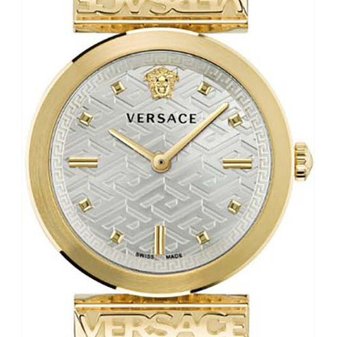 Versace Regalia VE6J00523 Women's Watch - Gold-Tone Stainless Steel Case, Silver Mesh Bracelet, 34mm