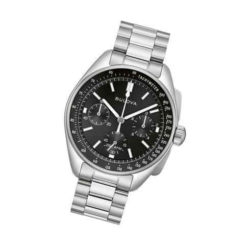 Bulova Lunar Pilot 96K111 Cronografo - Quadrante nero, cassa in acciaio da 43,5 mm, cinturino in pelle extra