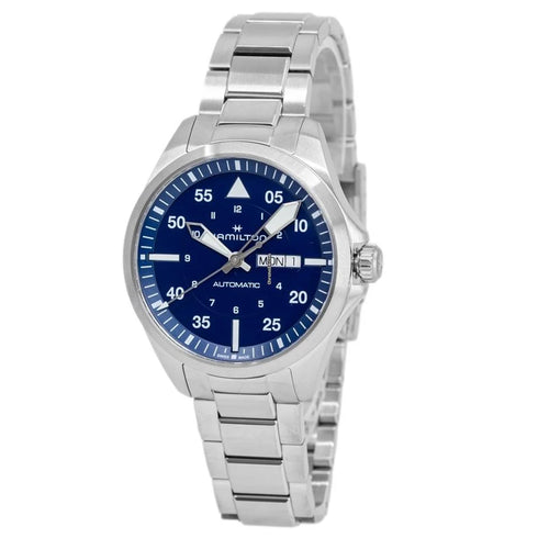 Hamilton Khaki Aviation Pilot Day Date Auto H64635140 - 42mm Edelstahl, blaues Zifferblatt, Edelstahlarmband