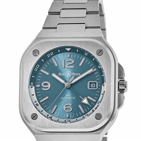 Bell & Ross BR 05 GMT Sky Blue Orologio automatico da uomo BR05G-PB-ST/SST - Quadrante blu, bracciale in acciaio inossidabile