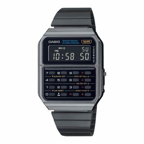 CASIO & VINTAGECasio CA - 500WEGG - 1BEF Unisex Digital Calculator Watch - Black Stainless SteelWATCHESEcecile
