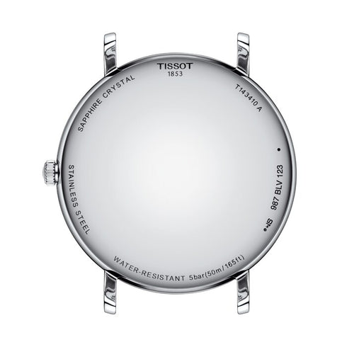 Tissot Everytime 40 mm T1434101603300 – Esfera plateada clásica, piel negra