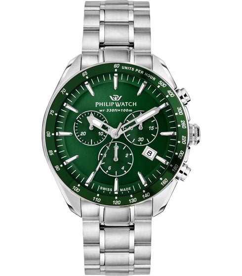 PHILIP WATCHPhilip Watch Blaze R8273995019 Men's Chronograph Watch - Stainless Steel, Green DialWATCHESEcecile