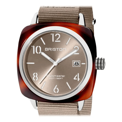 BRISTONBriston Clubmaster Classic 23240.SA.T.30.NT – 40mm Grey Taupe Dial, NATO StrapWATCHESEcecile