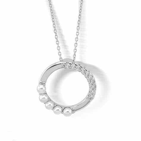 Majorica 16144.01.2.000.010.1 Necklace – 925 Silver, White Pearls, Cubic Zirconia