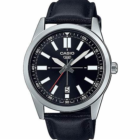 CASIO & VINTAGECasio MTP - VD02L - 1EUDF Men's Black Leather Watch – Black DialWATCHESEcecile