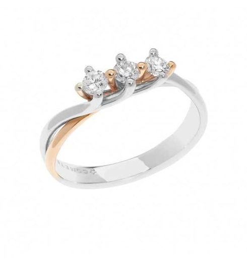 COMETEComete ANB2578 Trilogy Bicolor 18 K White & Rose Gold Diamond Ring 0.30 ctJEWELRYEcecile