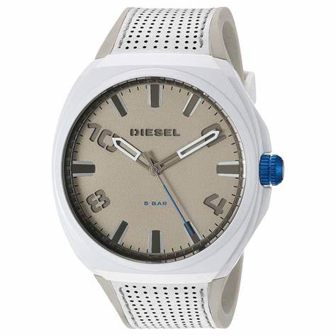 Diesel DZ1884 Stigg Men's Watch - Matte Gray Dial, White and Gray Silicone Strap