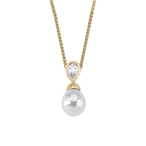 Majorica Tu y Yo Necklace 12268.01.1.000.010.1 – 925 Silver, 12mm White Pearl, Zirconia