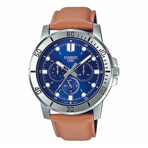 CASIO & VINTAGECasio MTP - VD300L - 2EUDF Men's Analog Watch – Blue Dial, Leather StrapWATCHESEcecile
