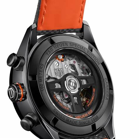 TAG HEUERTAG Heuer Carrera X Porsche Orange Racing CBN2A1M.FC6526 Men's Watch - Black Dial, Leather StrapWATCHESEcecile