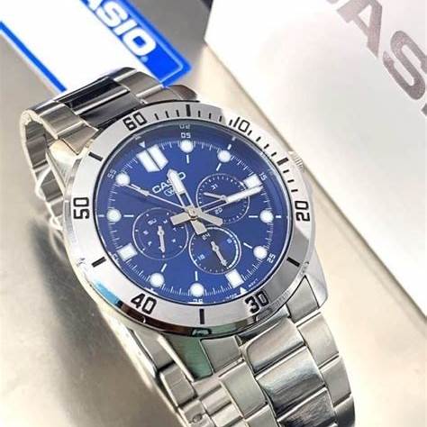CASIO & VINTAGECasio MTP - VD300D - 2EUDF Men's Stainless Steel Watch – Blue DialWATCHESEcecile