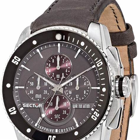 Sector 350 R3271903004 Men's Chronograph Watch - 45mm Grey Dial, Brown Leather Strap