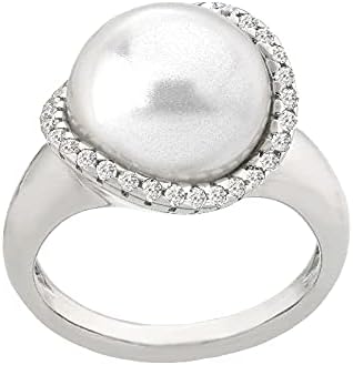 MAJORICAMajorica 15879.01.2.913.010.1 Women's Ring – Rhodium - Plated Silver, Simulated Pearl, Cubic ZirconiaBIJOUXEcecile