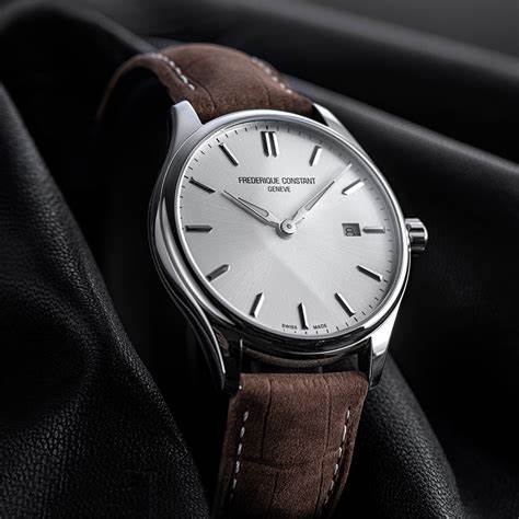 Frederique Constant Classics Quarzo FC-220SS5B6 - Quadrante argentato, cinturino in pelle marrone