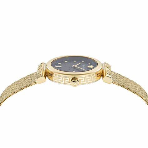 Versace Regalia VE6J00723 Women's Watch - Gold-Tone Stainless Steel Case, Black Dial, 34mm
