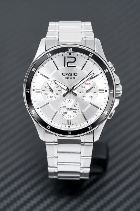 CASIO & VINTAGECasio MTP - 1374D - 7A2VDF Men's Stainless Steel Watch – Silver DialWATCHESEcecile