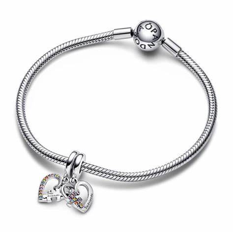 PANDORAPandora 792239C01 Puzzle Piece Hearts Splittable Friendship Dangle Charm - Sterling Silver with Multicolor StonesBIJOUXEcecile