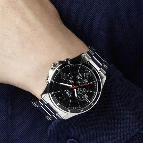 CASIO & VINTAGECasio MTP - 1374D - 1A3VDF Men's Stainless Steel Watch – Black DialWATCHESEcecile