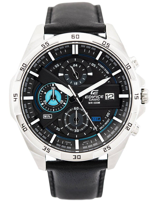 Casio Edifice EFR-556L-1AVUEF Men's Chronograph Watch - Black Dial, Leather Band