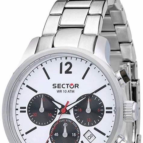 Sector 640 R3273693003 Men's Chronograph Quartz Watch - 42mm White Dial, Stainless Steel Bracelet