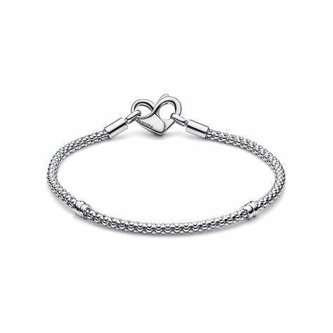 PANDORAPandora 592453C00 - 18 Moments Studded Chain Bracelet - Sterling Silver, Heart Clasp, 18cmBIJOUXEcecile