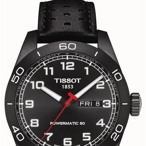 Tissot PRS 516 Powermatic 80 Reloj Hombre - Esfera Negra, Caja PVD Negro, Correa Piel Negra