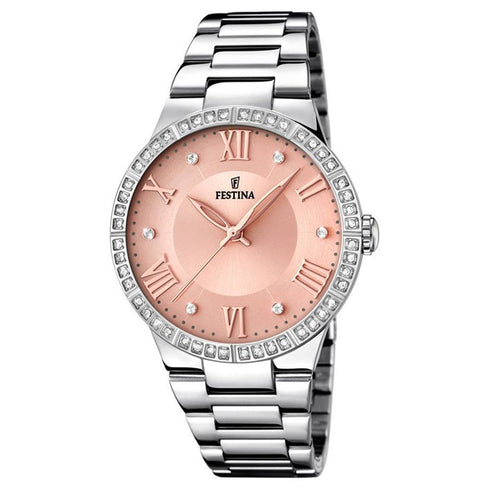 Festina F16719/3 Women’s Boyfriend Watch – Rosé Dial, Steel 36.5 mm