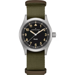 HAMILTONHamilton Khaki Field Quartz H69401930 - 38mm Stainless Steel, Black Dial, Green NATO StrapWATCHESEcecile