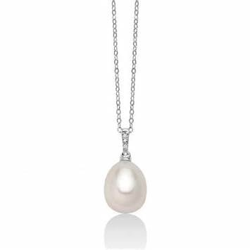 MILUNAMiluna PCL5793 Women's Necklace - 18K White Gold with White Pearl and Diamond DetailsJEWELRYEcecile