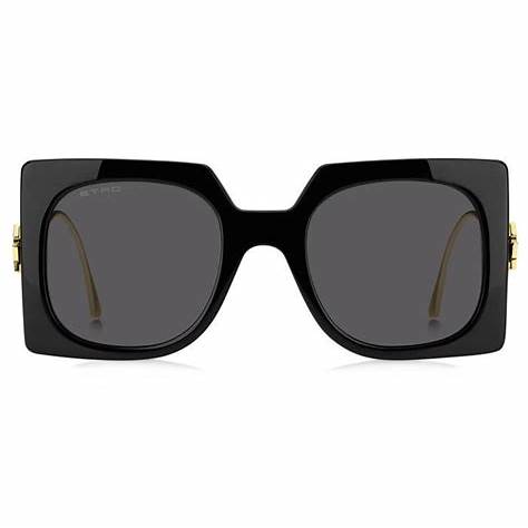 Etro 0026/S 807-IR Women's Square Sunglasses - Black Frame, Gray Lenses